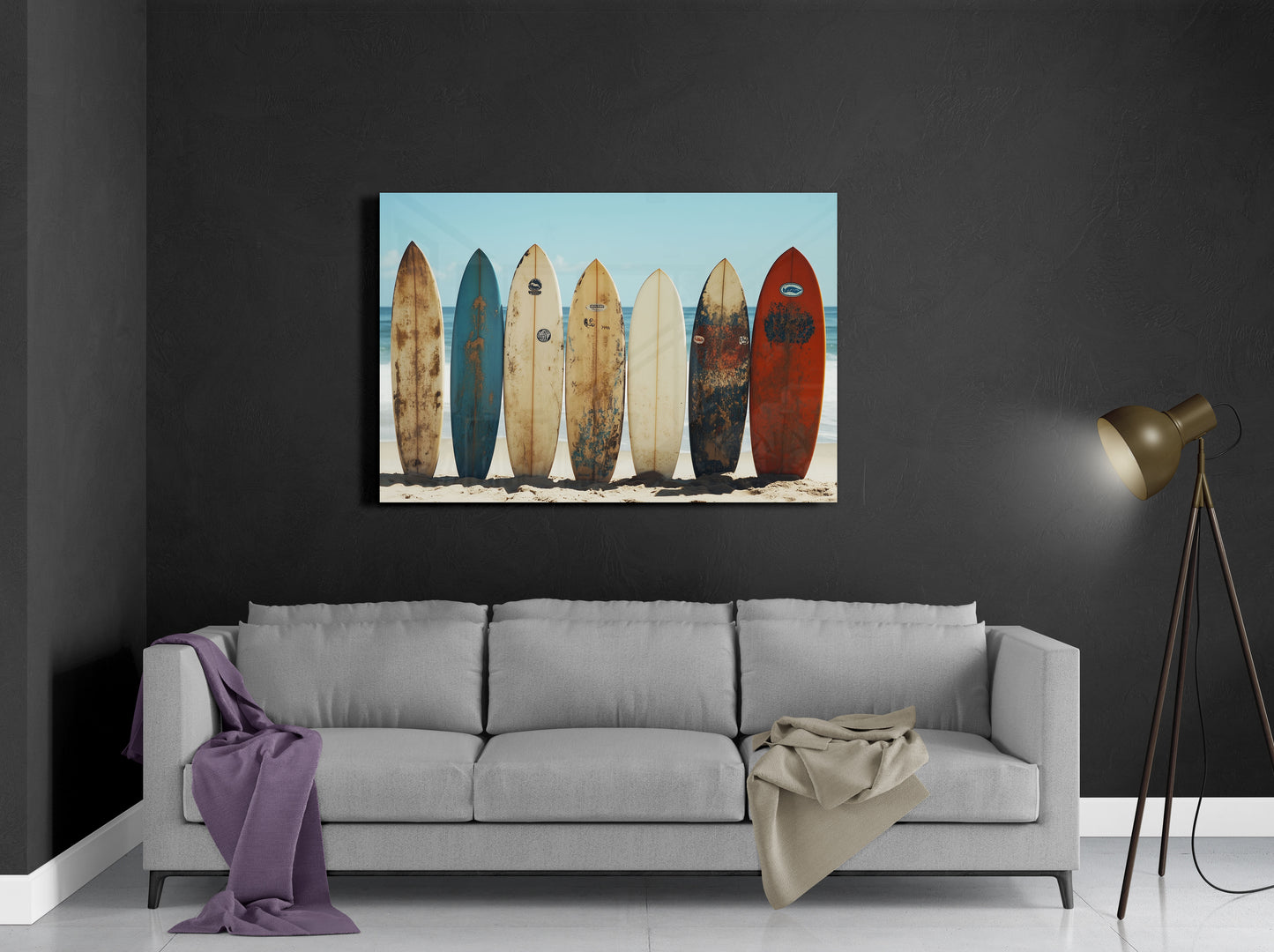 Vintage Surfboards on the Beach