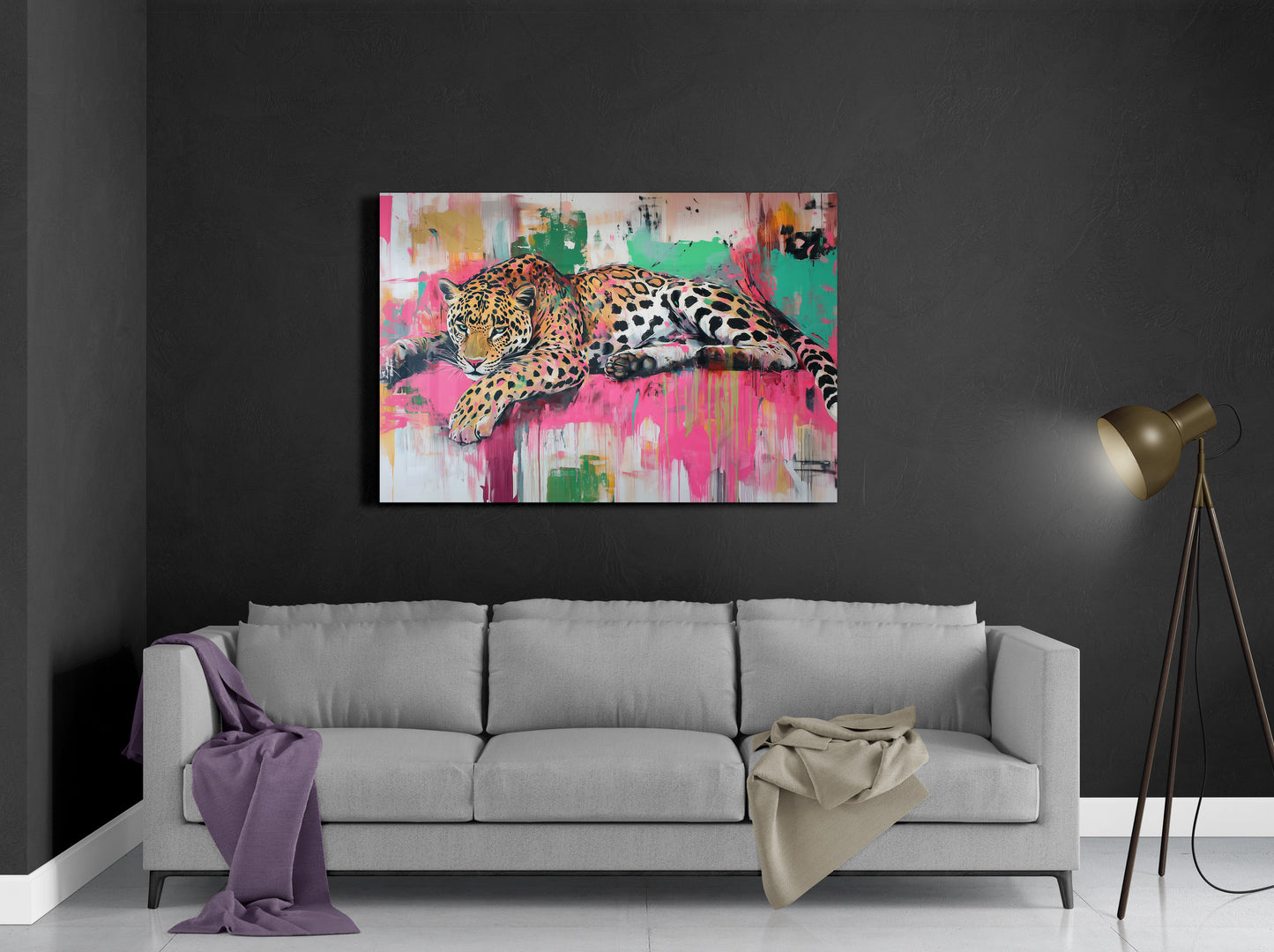 Pop Art Leopard Painting Style