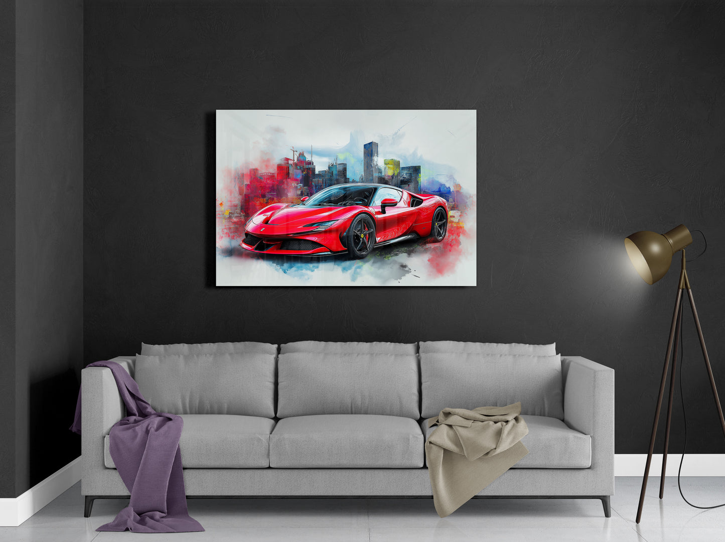 Ferrari SF90 Watercolor Style