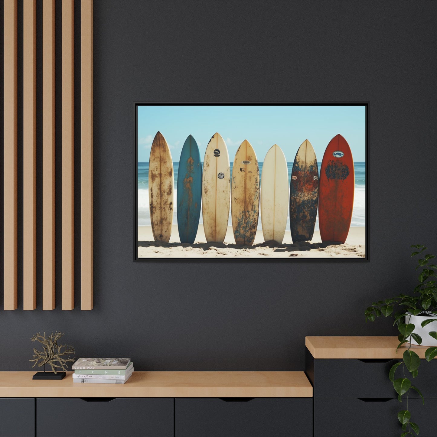 Vintage Surfboards on the Beach