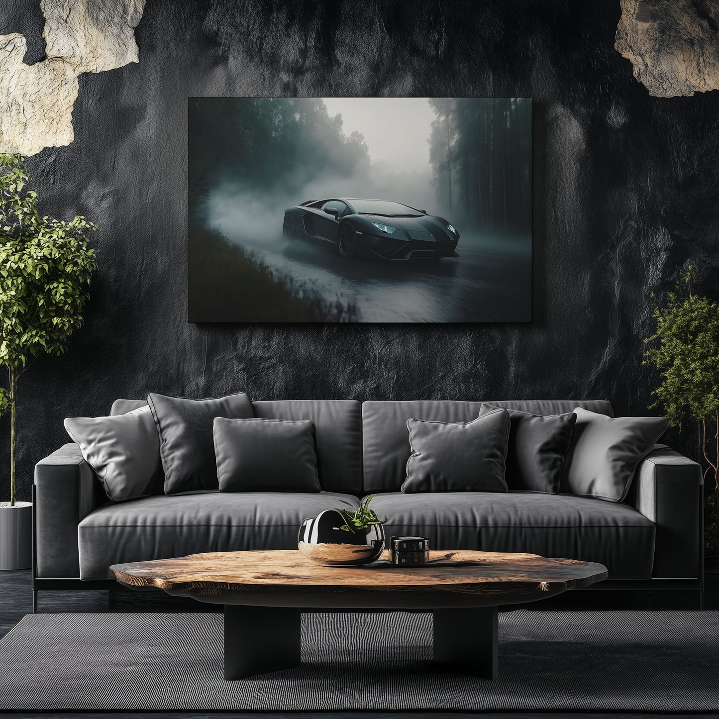 Lamborghini Aventador Forest Fog