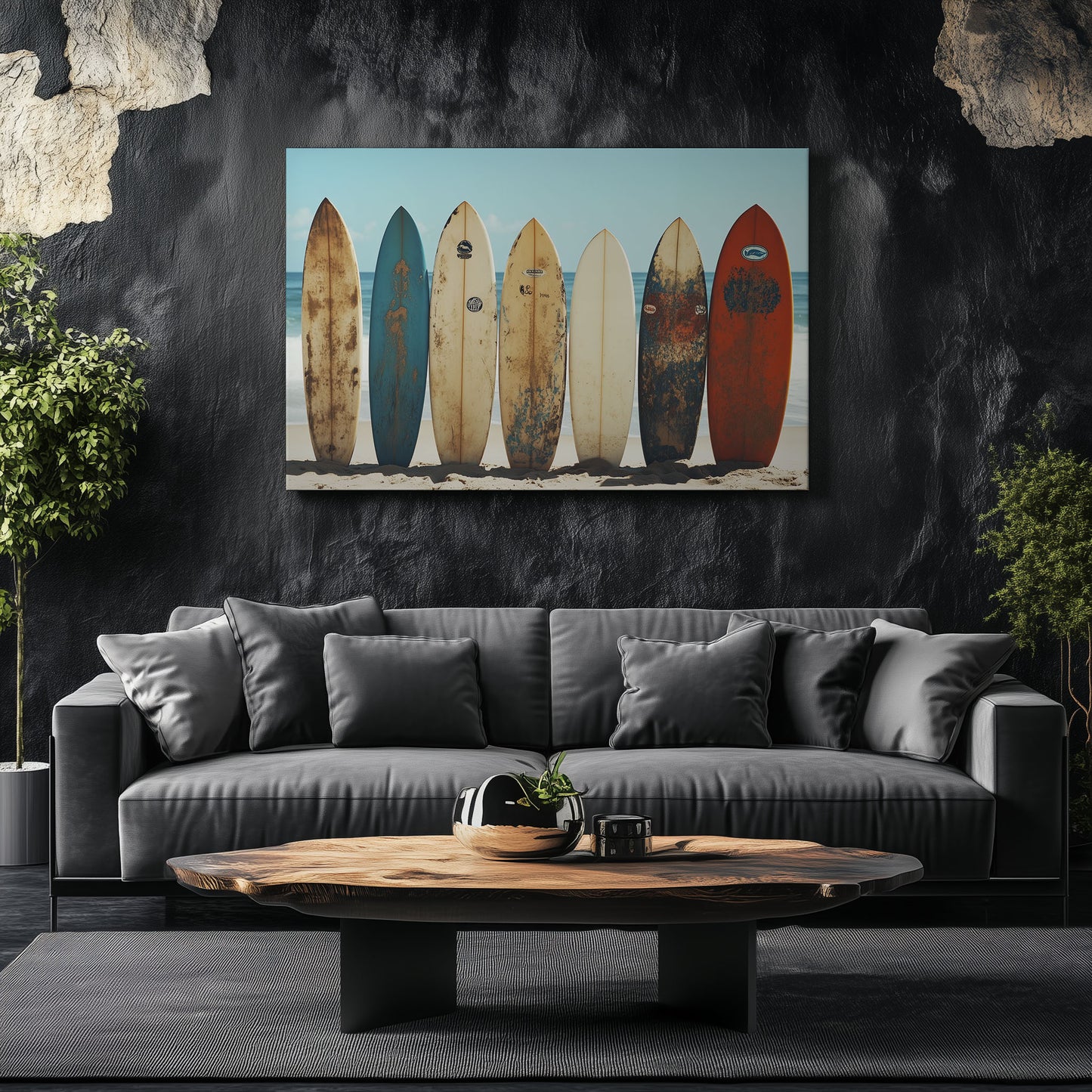 Vintage Surfboards on the Beach