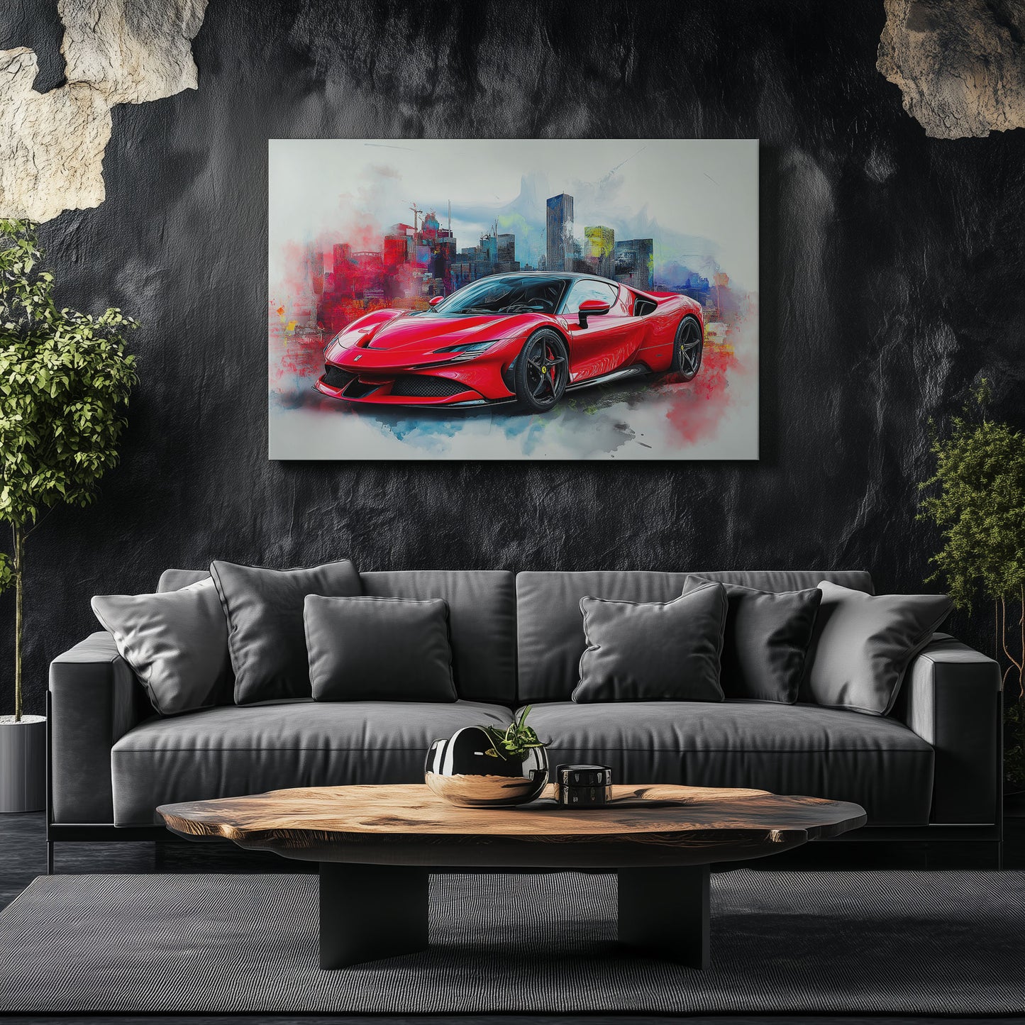 Ferrari SF90 Watercolor Style