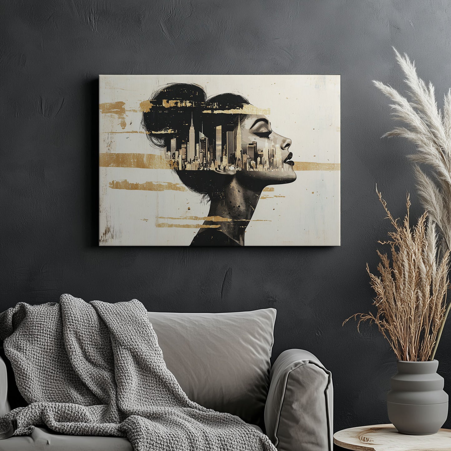New York Skyline Face Silhouette