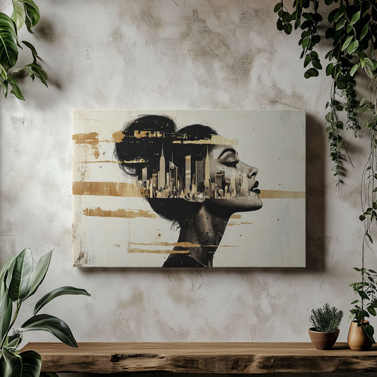 New York Skyline Face Silhouette