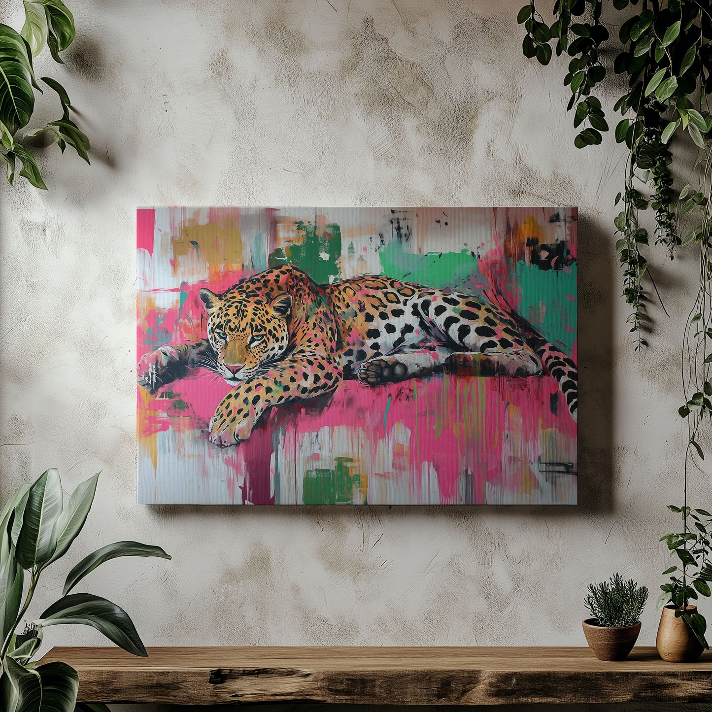 Pop Art Leopard Painting Style
