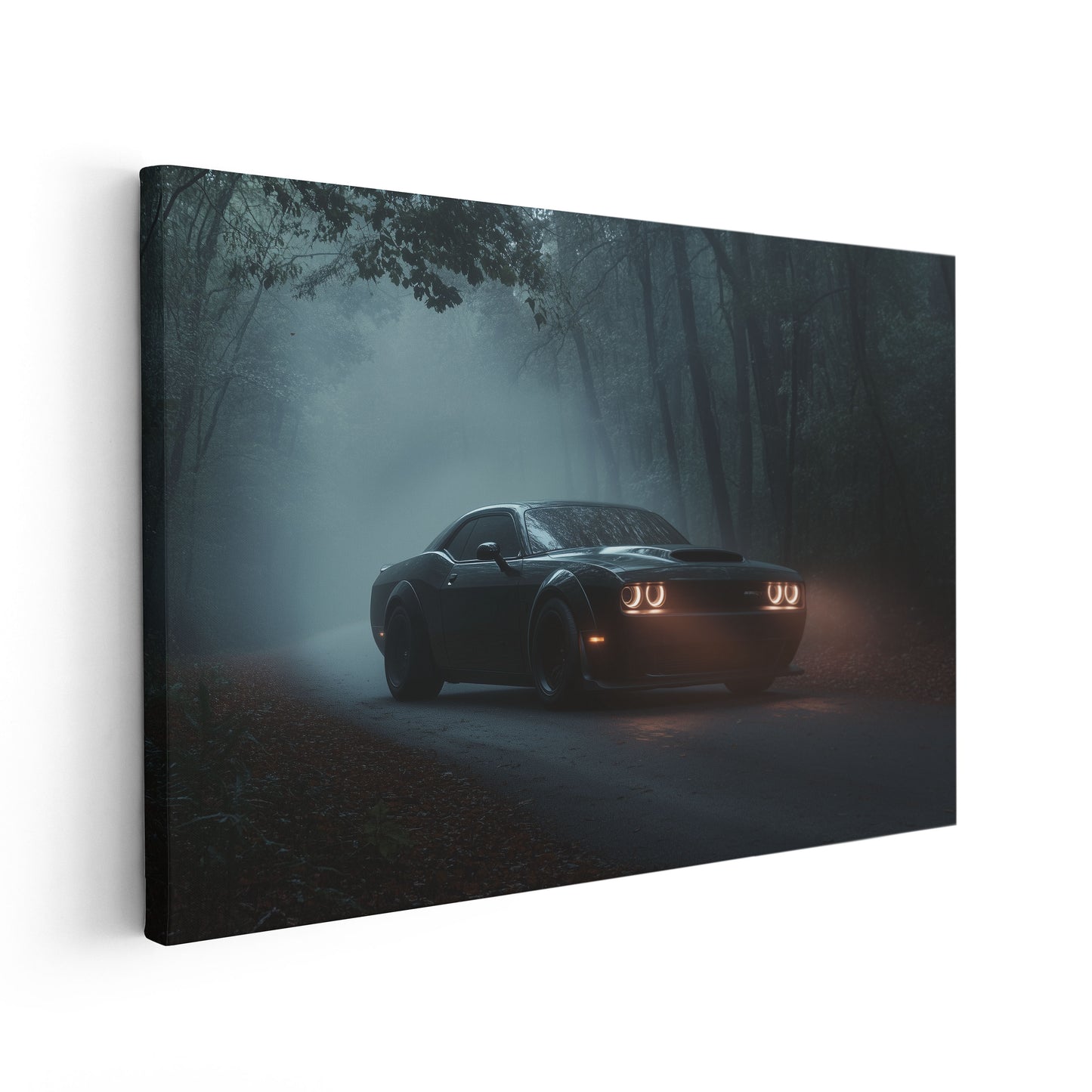 Dodge Challenger Foggy Forest