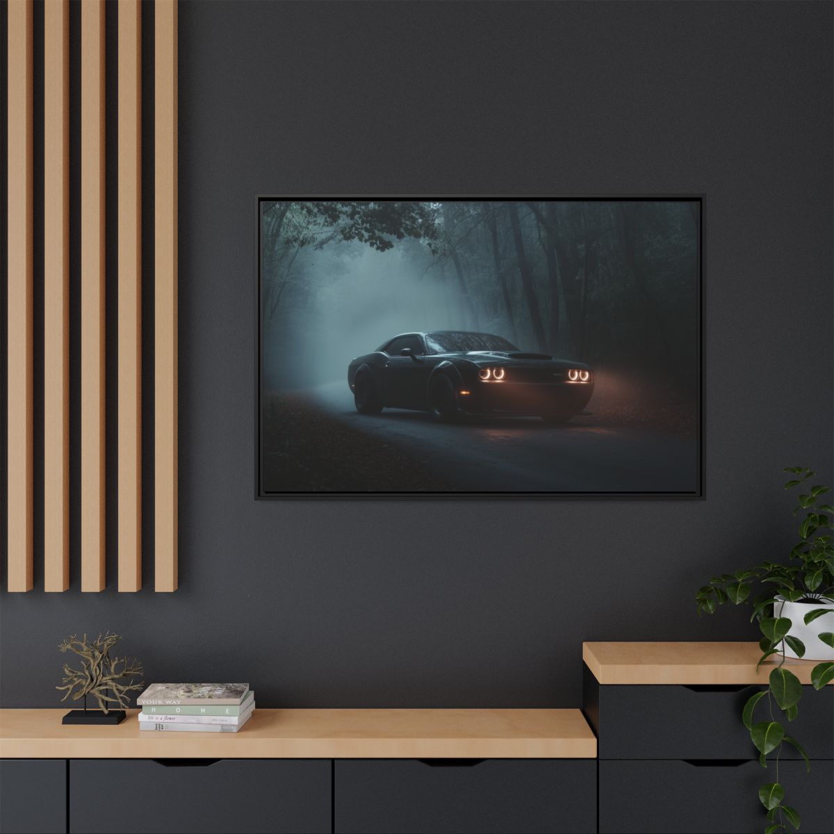 Dodge Challenger Foggy Forest